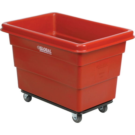 Global Industrial 800310RD 6 Bushel Steel Chassis Base Red Plastic Bulk Box Truck