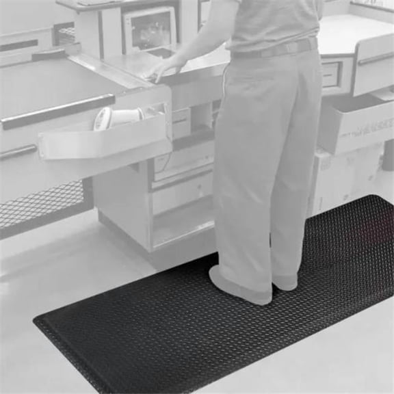 Global Industrial 812719 Diamond-Plate Anti Fatigue Mat - 0.937 in. Thick - 4 x 75 ft. - Black