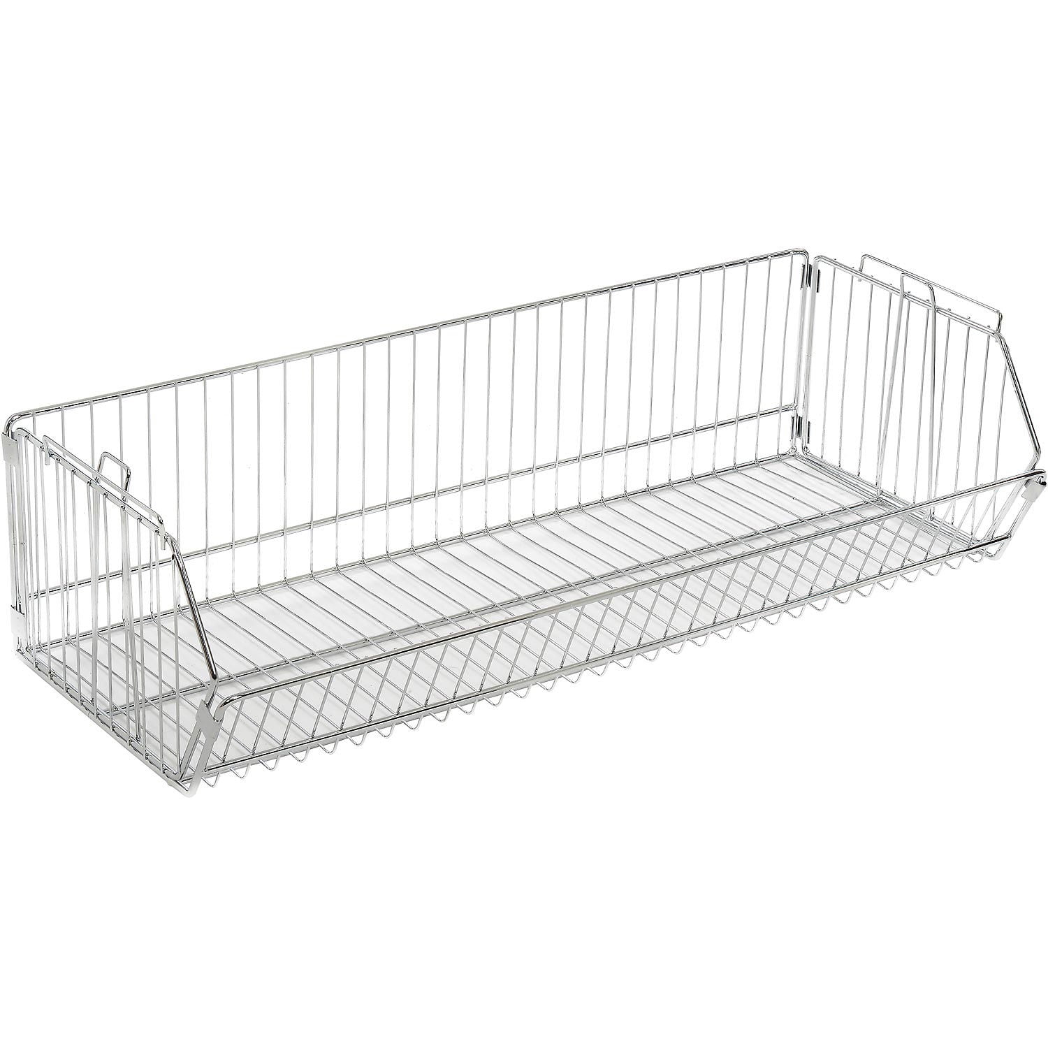 Chrome Finish Stackable Wire Storage Bin, 36" Wide
