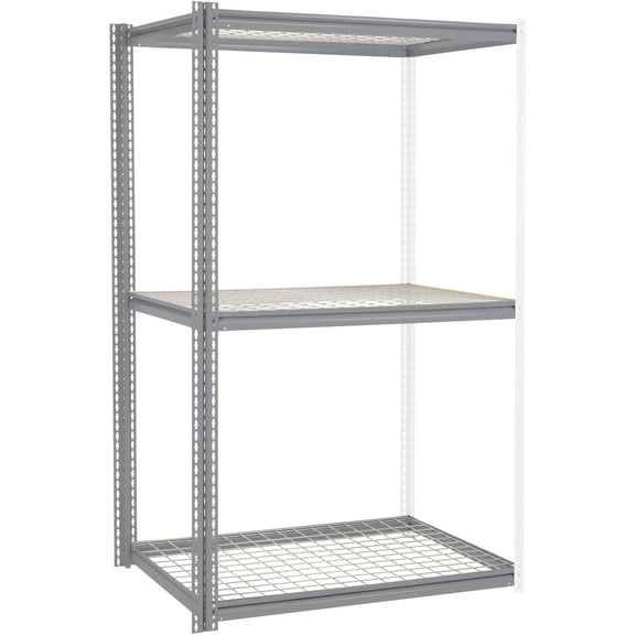 Global Industrial 581023GY 84 x 48 x 36 in. High Capacity 3 Levels Add-On Rack with Wire Deck, Gray