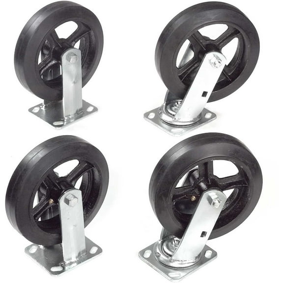 Global Industrial 8"" x 2"" Mold-On Rubber Caster Kit 2 Swivel 2 Rigid