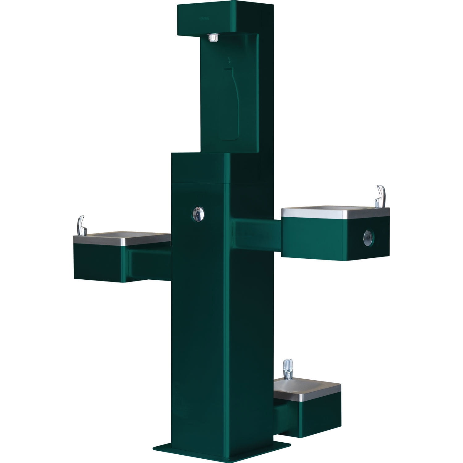 Green Stainless Steel Outdoor Bottle Filler and Pet Station