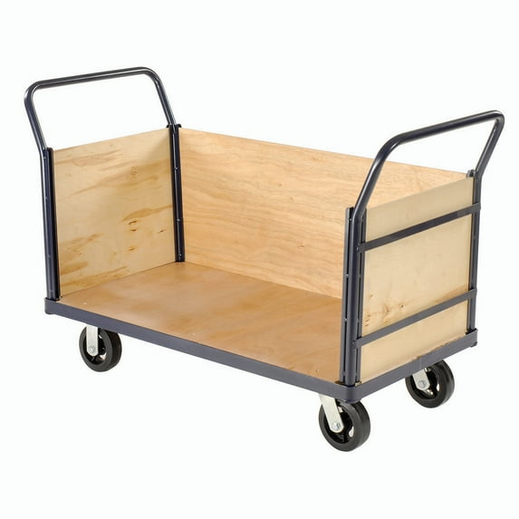 Global Industrial 952676 60 x 30 in. Euro Truck with 3 Wood Sides & Deck, Blue - Capacity 2400 lbs