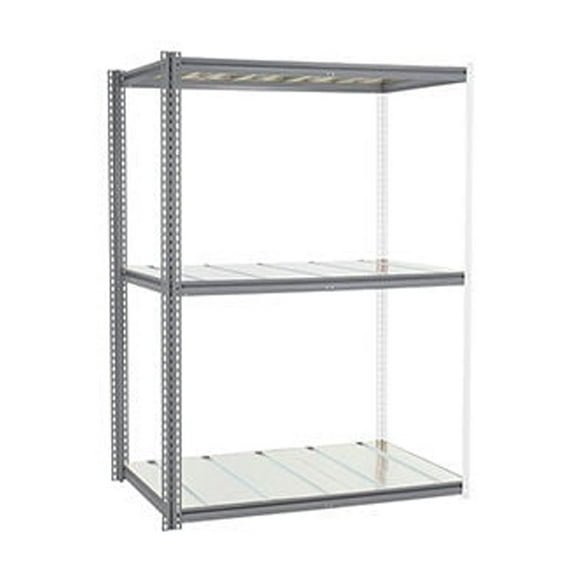 Global Industrial 581050GY 96 x 60 x 36 in. High Capacity 3 Levels Add-On Rack with Steel Deck, Gray