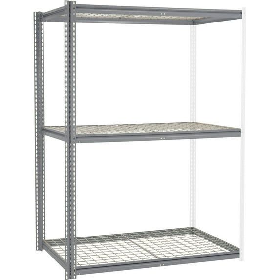 Global Industrial 581063GY 96 x 60 x 48 in. High Capacity 3 Levels Add-On Rack with Wire Deck, Gray