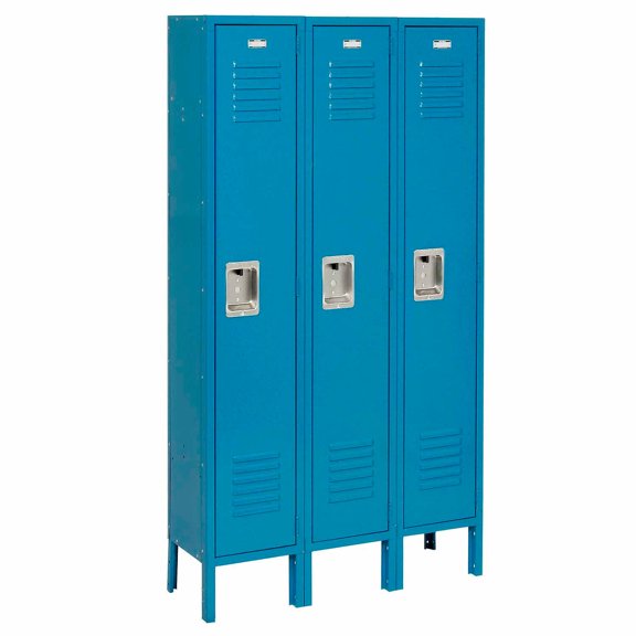 Global Industrial 968255BL 12 x 18 x 60 in. Single Tier Infinity Locker with 3 Door Assembled, Blue