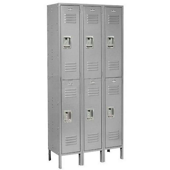 Global Industrial 968265GY 12 x 12 x 36 in. Infinity Locker Double Tier - 6 Door Assembled, Gray
