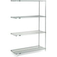 thumbnail image 1 of Nexel 4 Tier Wire Shelving Add-On Unit, Stainless Steel, 24"W x 14"D x 86"H, 1 of 5