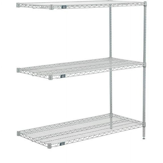 Global Industrial A14365Z3 Nexel 3 Shelf Poly-Z-Brite Wire Shelving Unit Add On, Clear - 36 x 14 x 54 in.