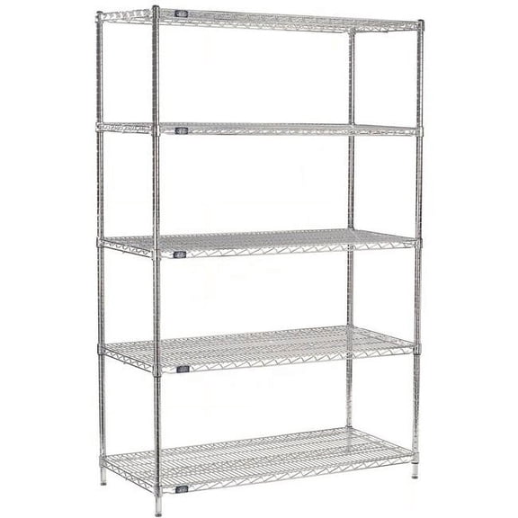 Global Industrial A14606C5 Nexel 5 Shelf Chrome Wire Shelving Unit Add On, Chrome - 60 x 14 x 63 in.