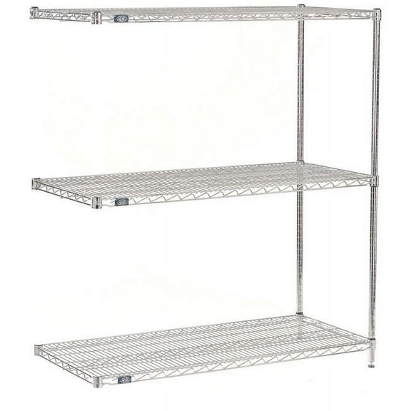 Global Industrial A21245C3 Nexel 3 Shelf Chrome Wire Shelving Unit Add On, Chrome - 24 x 21 x 54 in.
