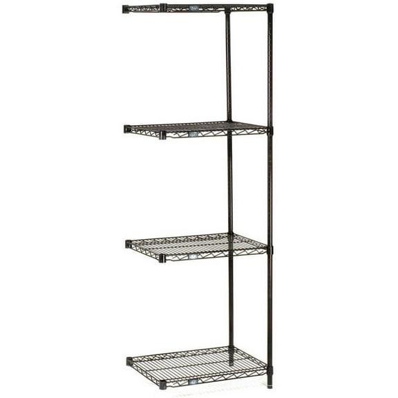 Nexel 5 Tier Black Epoxy Wire Shelving Add-On Unit, 24"W x 21"D x 74"H