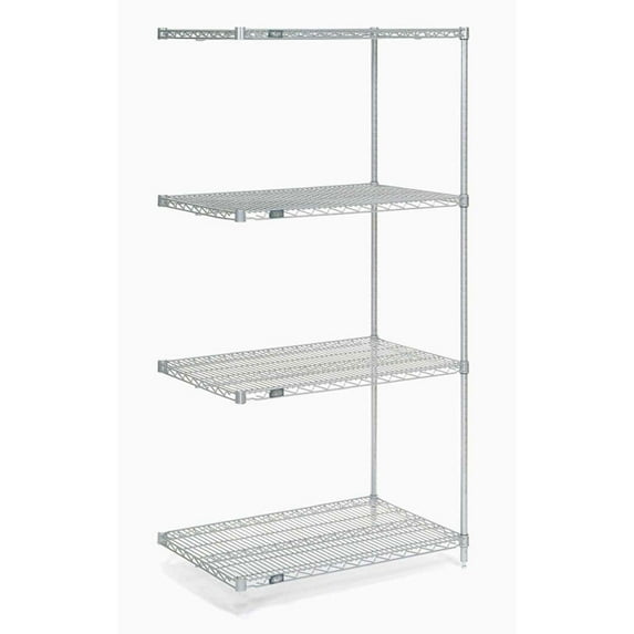 Nexel 5 Tier Stainless Steel Wire Shelving Add-On Unit, 36"W x 24"D x 63"H