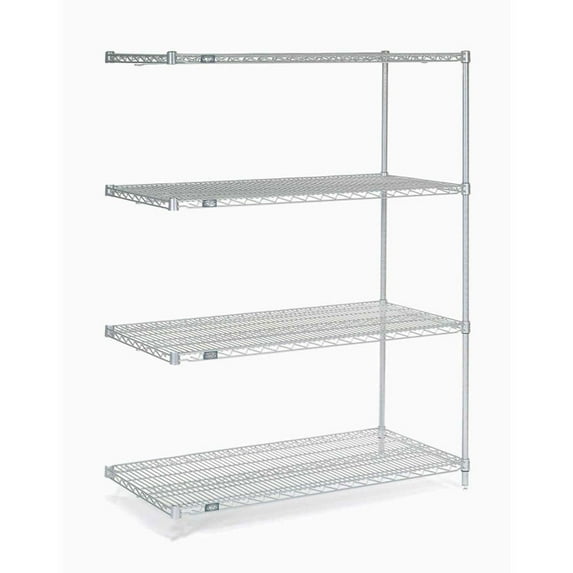 Nexel 5 Tier Stainless Steel Wire Shelving Add-On Unit, 48"W x 24"D x 86"H