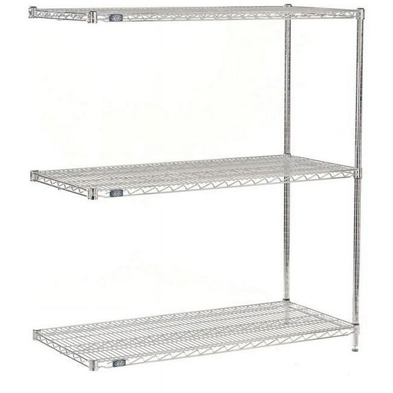 Global Industrial A30365S3 Nexel 3 Shelf Stainless Steel Wire Shelving Unit Add On, Stainless Steel - 36 x 30 x 54 in.