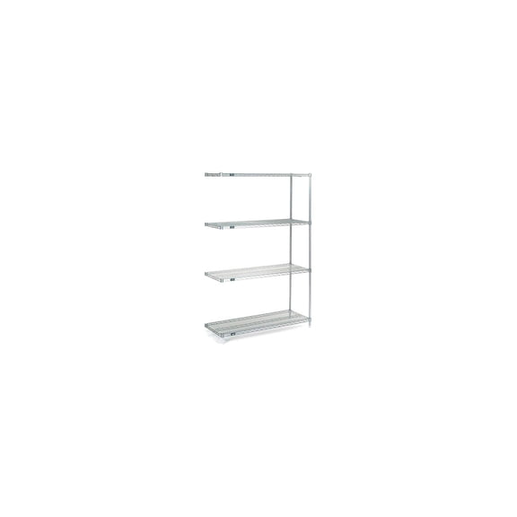 Nexel Stainless Steel, 5 Tier, Wire Shelving Add-On Unit, 60"W x 36"D x 86"H