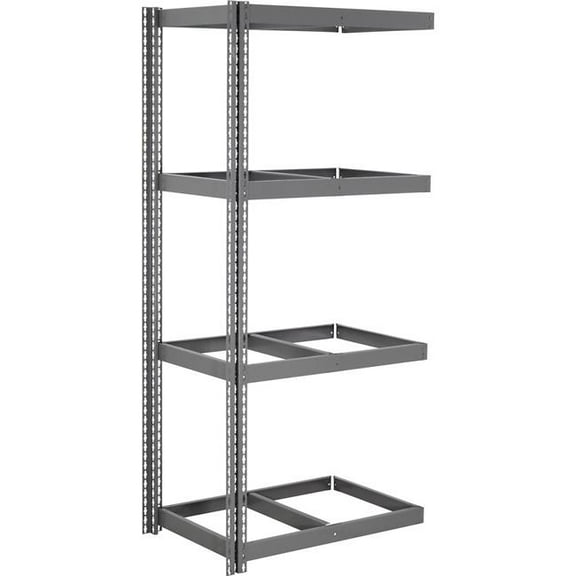Global Industrial ABD12488N4 4 Shelf Extra Heavy Duty Boltless Shelving Add On - No Deck, Gray - 48 x 12 x 84 in.