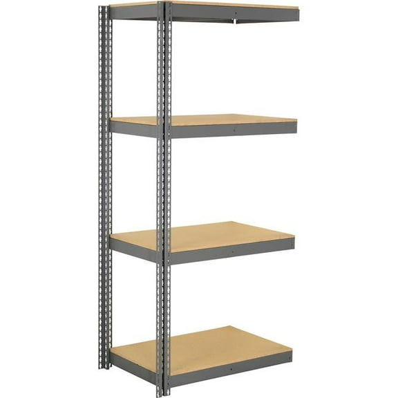 Global Industrial ABD18366W4 4 Shelf Extra Heavy Duty Boltless Shelving Add On - Wood Deck, Gray - 36 x 18 x 60 in.