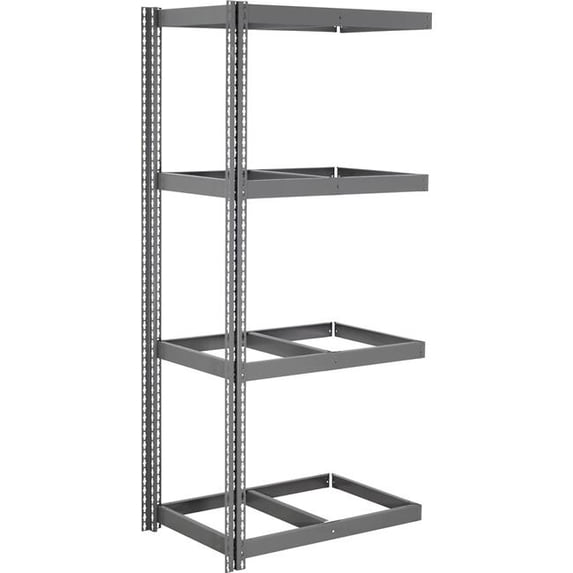 Global Industrial ABD18367N4 4 Shelf Extra Heavy Duty Boltless Shelving Add On - No Deck, Gray - 36 x 18 x 72 in.