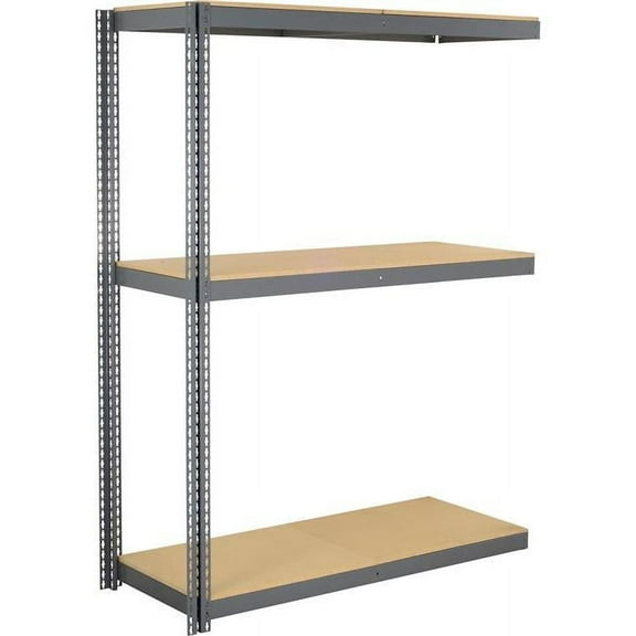 Global Industrial ABD18607W3 3 Shelf Extra Heavy Duty Boltless Shelving Add On - Wood Deck, Gray - 60 x 18 x 72 in.