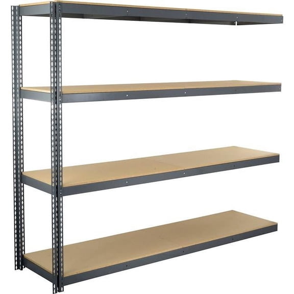Global Industrial ABD18966W4 4 Shelf Extra Heavy Duty Boltless Shelving Add On - Wood Deck, Gray - 96 x 18 x 60 in.