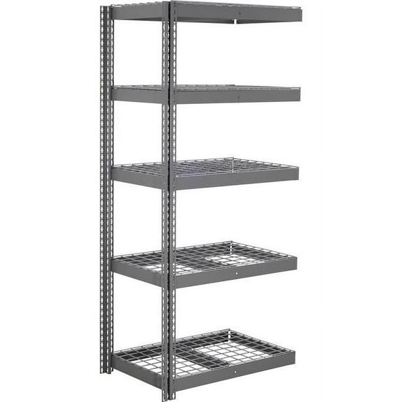 Global Industrial ABD24368R5 5 Shelf Extra Heavy Duty Boltless Shelving Add On - Wire Deck, Gray - 36 x 24 x 84 in.