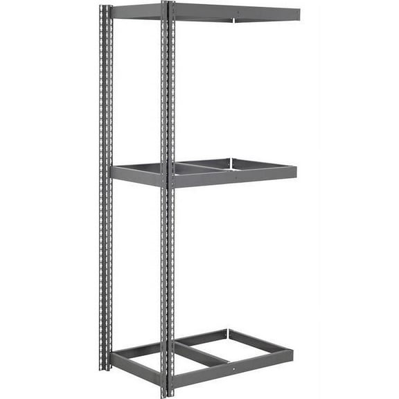 Global Industrial ABD24486N3 3 Shelf Extra Heavy Duty Boltless Shelving Add On - No Deck, Gray - 48 x 24 x 60 in.