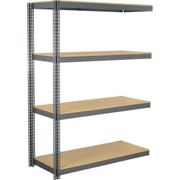 Global Industrial ABD24609W4 4 Shelf Extra Heavy Duty Boltless Shelving Add On - Wood Deck, Gray - 60 x 24 x 96 in.