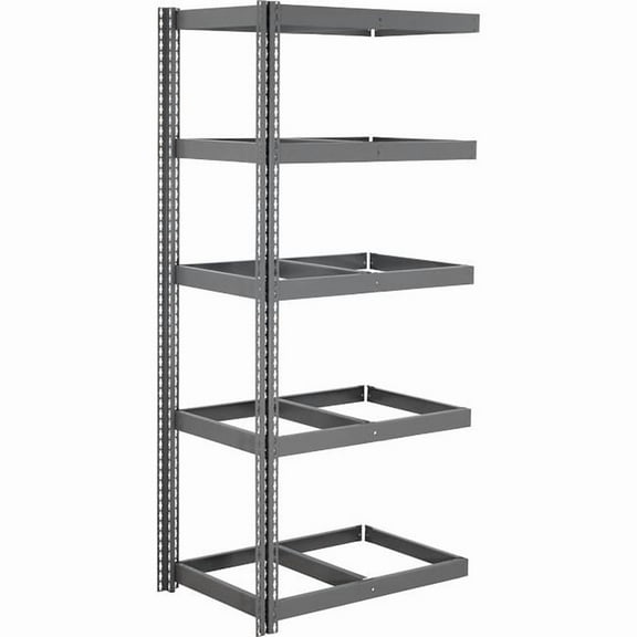 Global Industrial ABD30429N5 5 Shelf Extra Heavy Duty Boltless Shelving Add On - No Deck, Gray - 42 x 30 x 96 in.