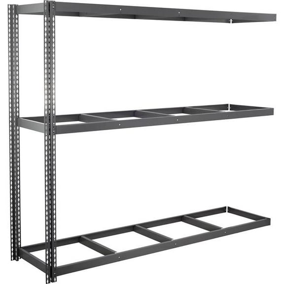 Global Industrial ABD30968N3 3 Shelf Extra Heavy Duty Boltless Shelving Add On - No Deck, Gray - 96 x 30 x 84 in.