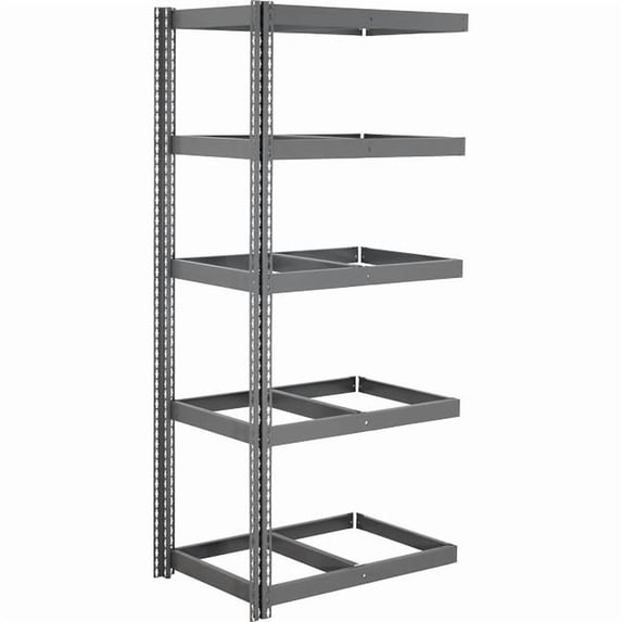 Global Industrial ABD36486N5 5 Shelf Extra Heavy Duty Boltless Shelving Add On - No Deck, Gray - 48 x 36 x 60 in.