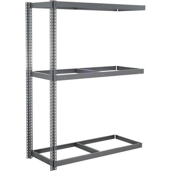 Global Industrial ABD36729N3 3 Shelf Extra Heavy Duty Boltless Shelving Add On - No Deck, Gray - 72 x 36 x 96 in.