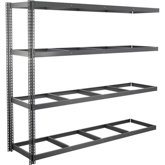 Global Industrial ABD36966N4 4 Shelf Extra Heavy Duty Boltless Shelving Add On - No Deck, Gray - 96 x 36 x 60 in.