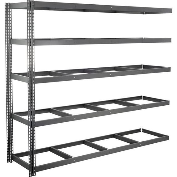 Global Industrial ABD36967N5 5 Shelf Extra Heavy Duty Boltless Shelving Add On - No Deck, Gray - 96 x 36 x 72 in.