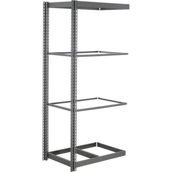 Global Industrial ABS24487N4 4 Shelf Standard Duty Boltless Shelving Add On - No Deck, Gray - 48 x 24 x 72 in.