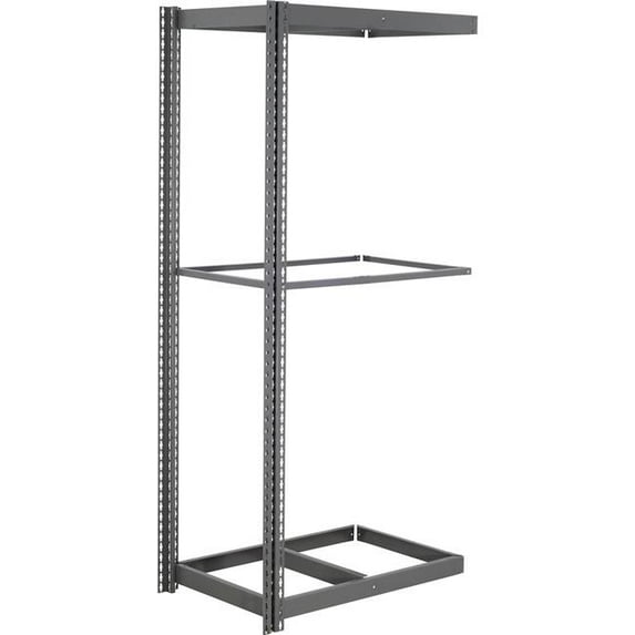 Global Industrial ABS24489N3 3 Shelf Standard Duty Boltless Shelving Add On - No Deck, Gray - 48 x 24 x 96 in.