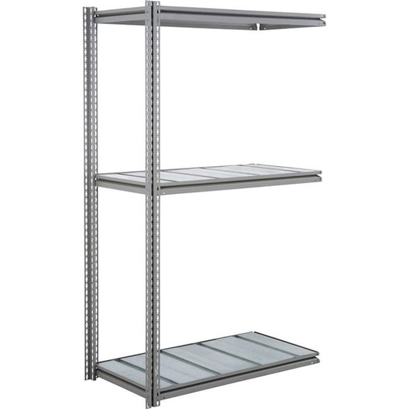 Global Industrial ABZ48609S3 3 Shelf Extra Heavy Duty Boltless Shelving Z Beam Add On - Steel Deck, Gray - 60 x 48 x 96 in.