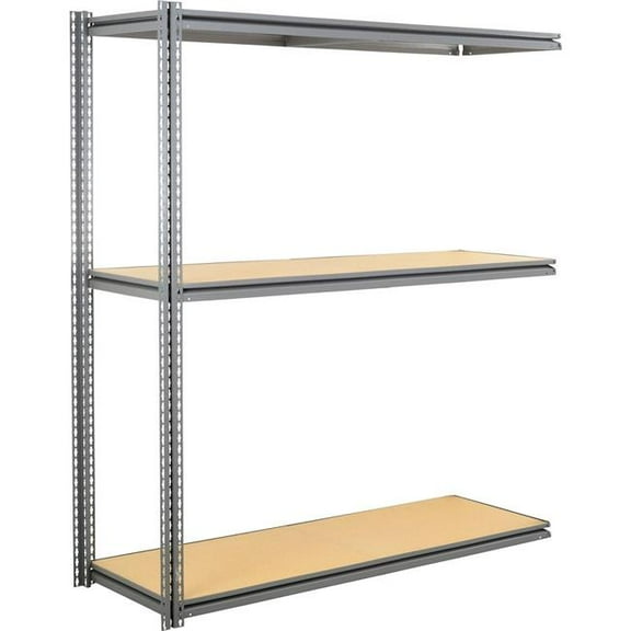 Global Industrial ABZ48726W3 3 Shelf Extra Heavy Duty Boltless Shelving Z Beam Add On - Wood Deck, Gray - 72 x 48 x 60 in.