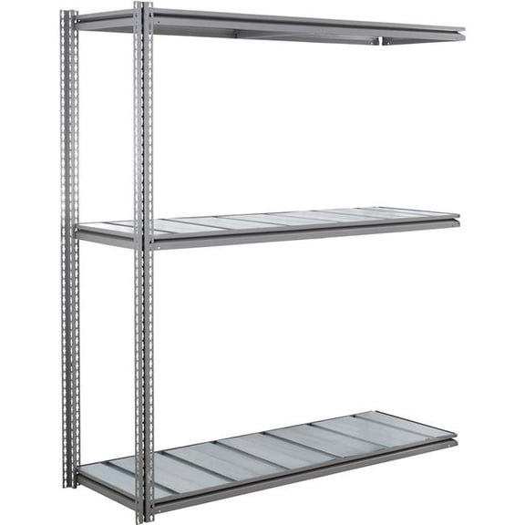 Global Industrial ABZ48729S3 3 Shelf Extra Heavy Duty Boltless Shelving Z Beam Add On - Steel Deck, Gray - 72 x 48 x 96 in.