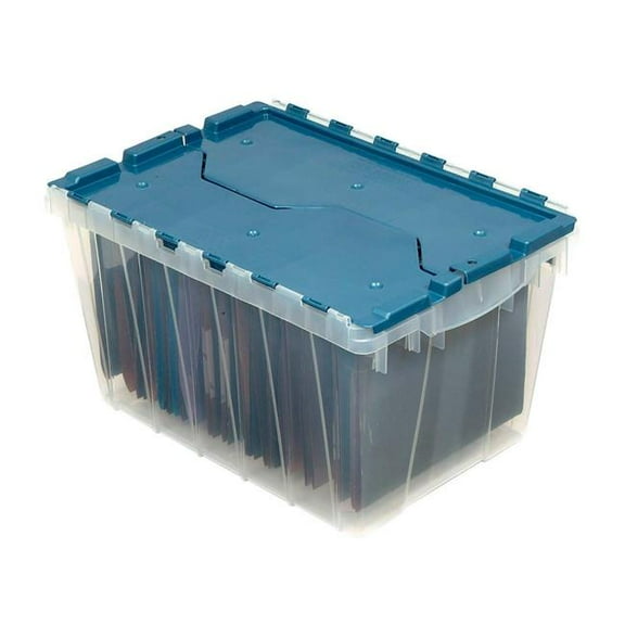 Global Industrial 506151A Akro-Mils Keep Box Plastic Container with File Rails - 21.5 x 15 x 12.5 in. - Clear