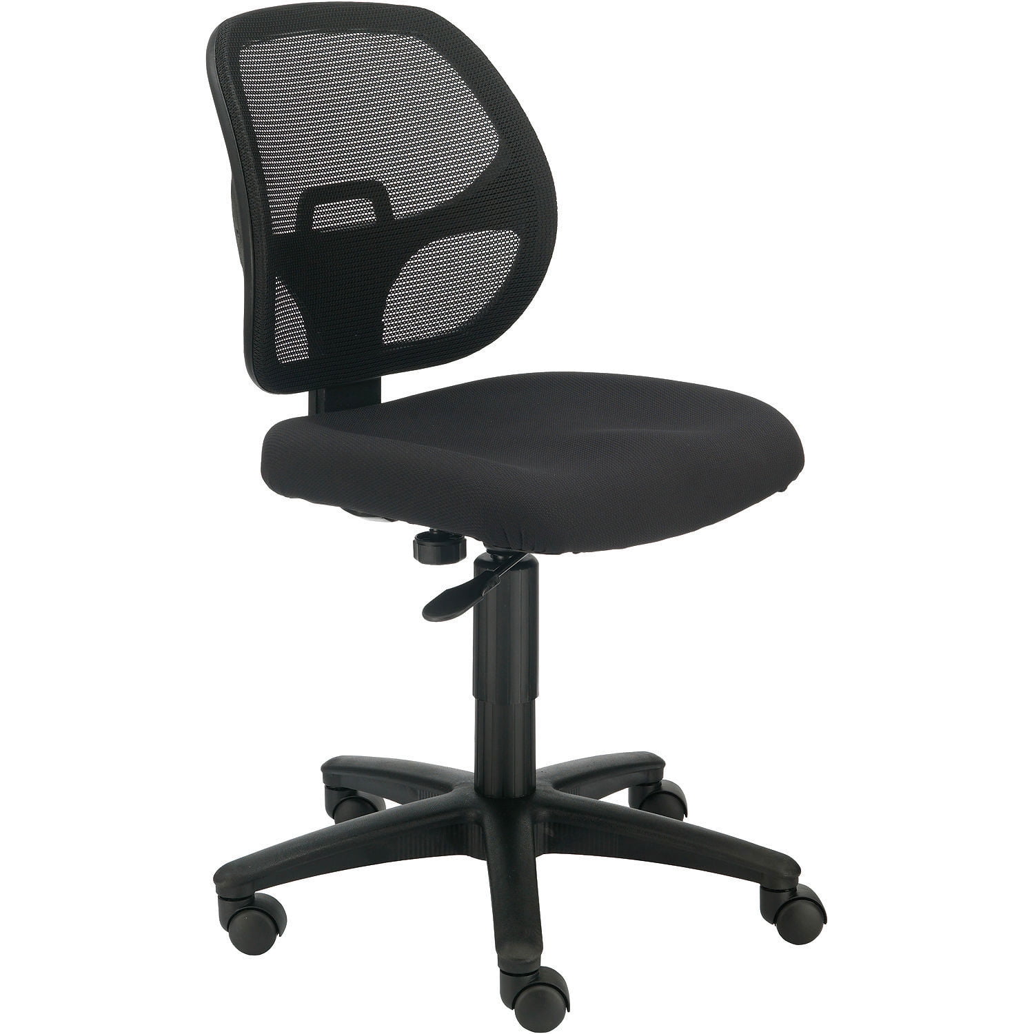Black Mesh and Fabric Armless Task Office Chair