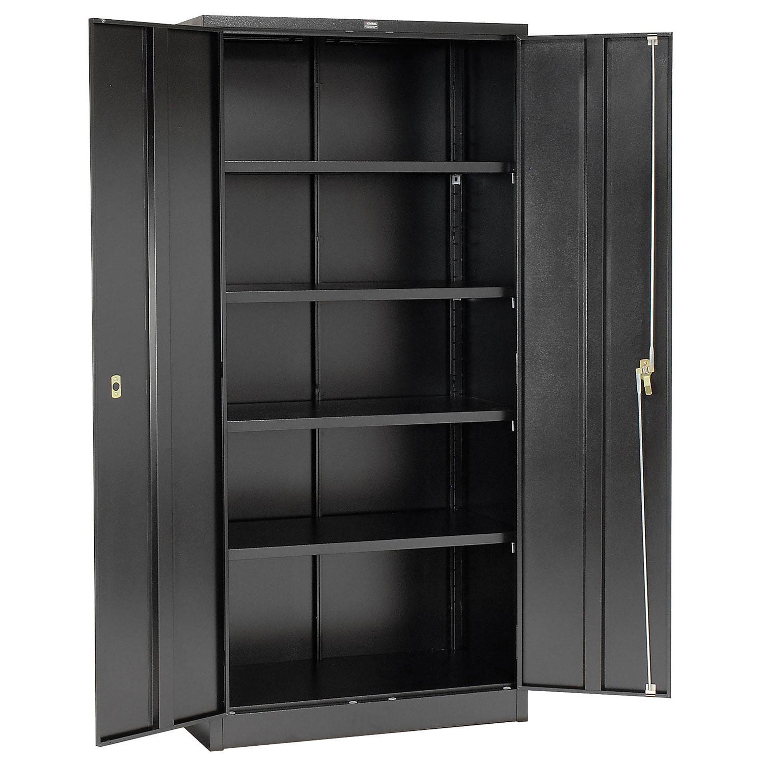 Black Steel Office Cabinet with Adjustable Shelving, 78" Height