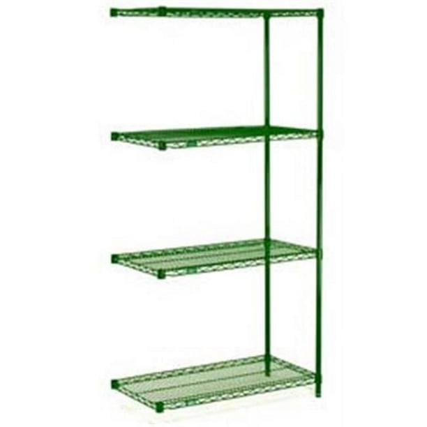 Global Industrial B1137288 Nexel Green Epoxy Wire Shelving Add On 48 x 18 x 74 in. Walmart Business Supplies