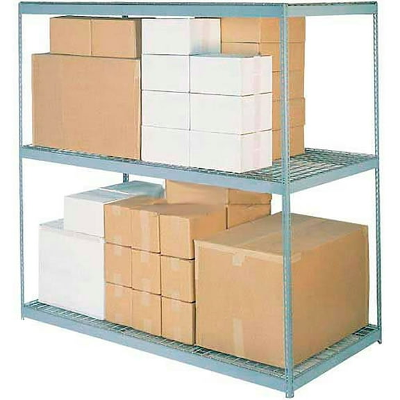 Global Industrial B2296812 96 x 96 x 24 in. 3 Shelves Wide Span Rack with Wire Deck, Gray