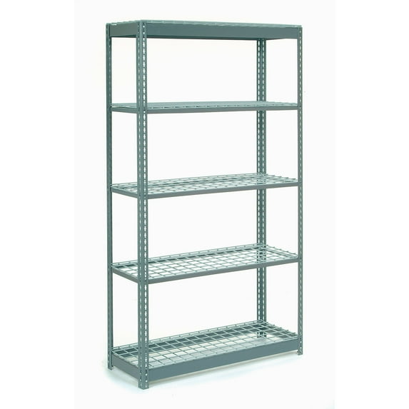 Global Industrial B2296844 Extra Heavy Duty Shelving with 5 Shelves & Wire Deck - Gray - 48 x 12 x 96 in.
