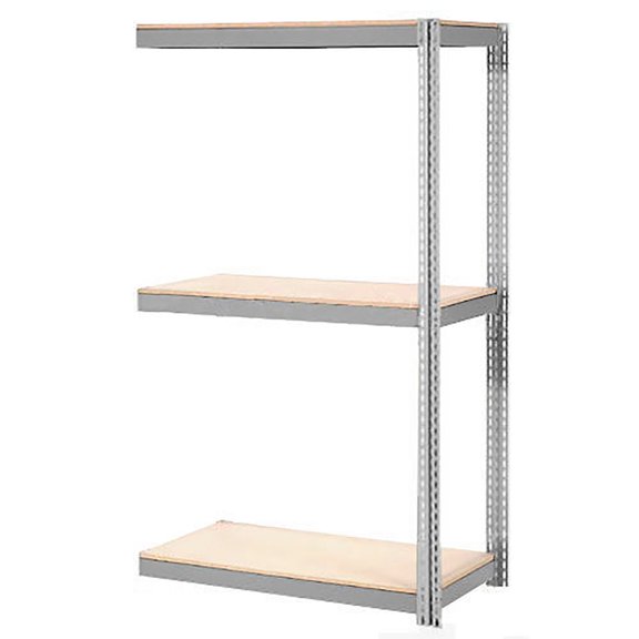 Global Industrial B2296885 84 x 96 x 36 in. Expandable 3 Level Add-On Rack with Wood Deck, Gray