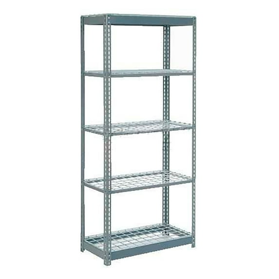 Global Industrial B2297457 Heavy Duty Shelving with 5 Shelves & Wire Deck - Gray - 36 x 18 x 84 in.