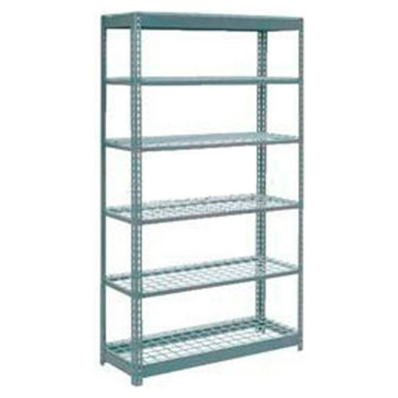 Global Industrial B2297484 Heavy Duty Shelving with 6 Shelves & Wire Deck - Gray - 48 x 24 x 84 in.
