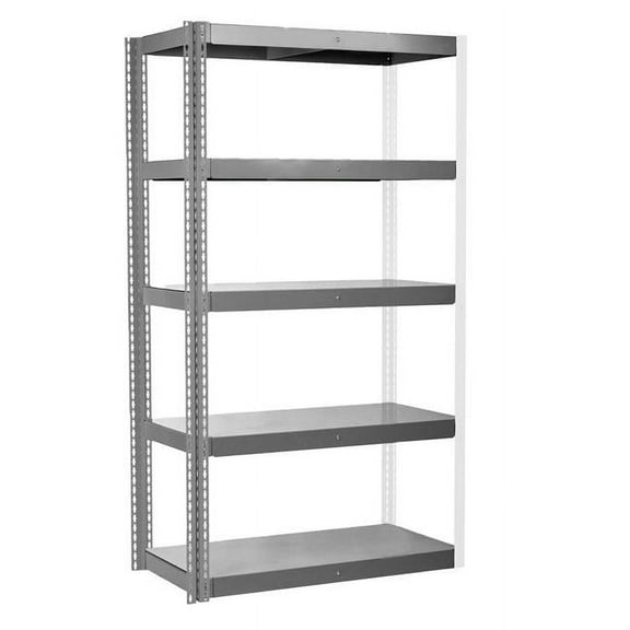 Global Industrial B3152922 5 Shelf - High Capacity Boltless Shelving - Steel Deck - Add on - Gray - 36 x 18 x 84 in.