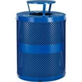 thumbnail image 1 of Global Industrial B3178681 Outdoor Perforated Steel Recycling Trash Can - Rain Lid - 36 gal - Blue, 1 of 1